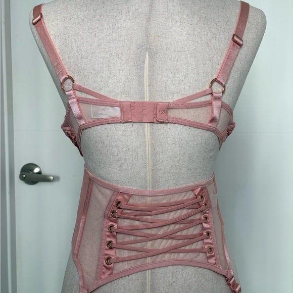 Honey Birdette Jerry Bra, Brief, and garter Blush Pink Bra Full Set - Picture 8 of 12